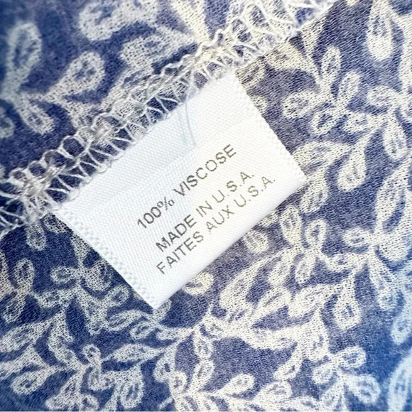 Misa Olga Ruffle Sleeve Mixed Print Boho Blouse Top Blue Size M - Picture 10 of 12